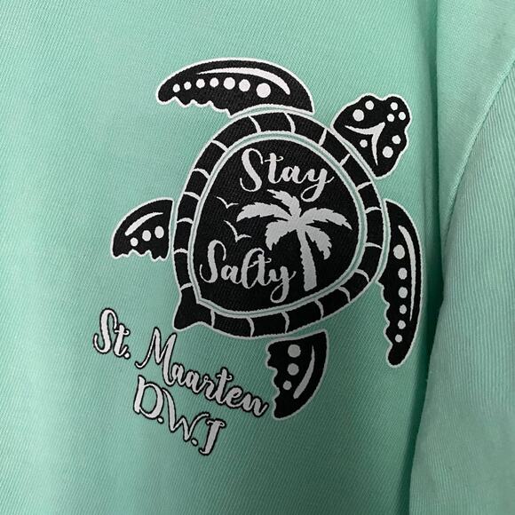 NWT Men's Size M Stay Salty ST. MAARTEN D.W.J. T-SHIRT Turtle Graphic Beachy - Picture 7 of 7
